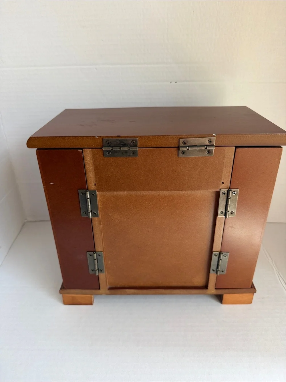 Classic Wooden Jewelry Organizer with Mirror in Brown Vintage